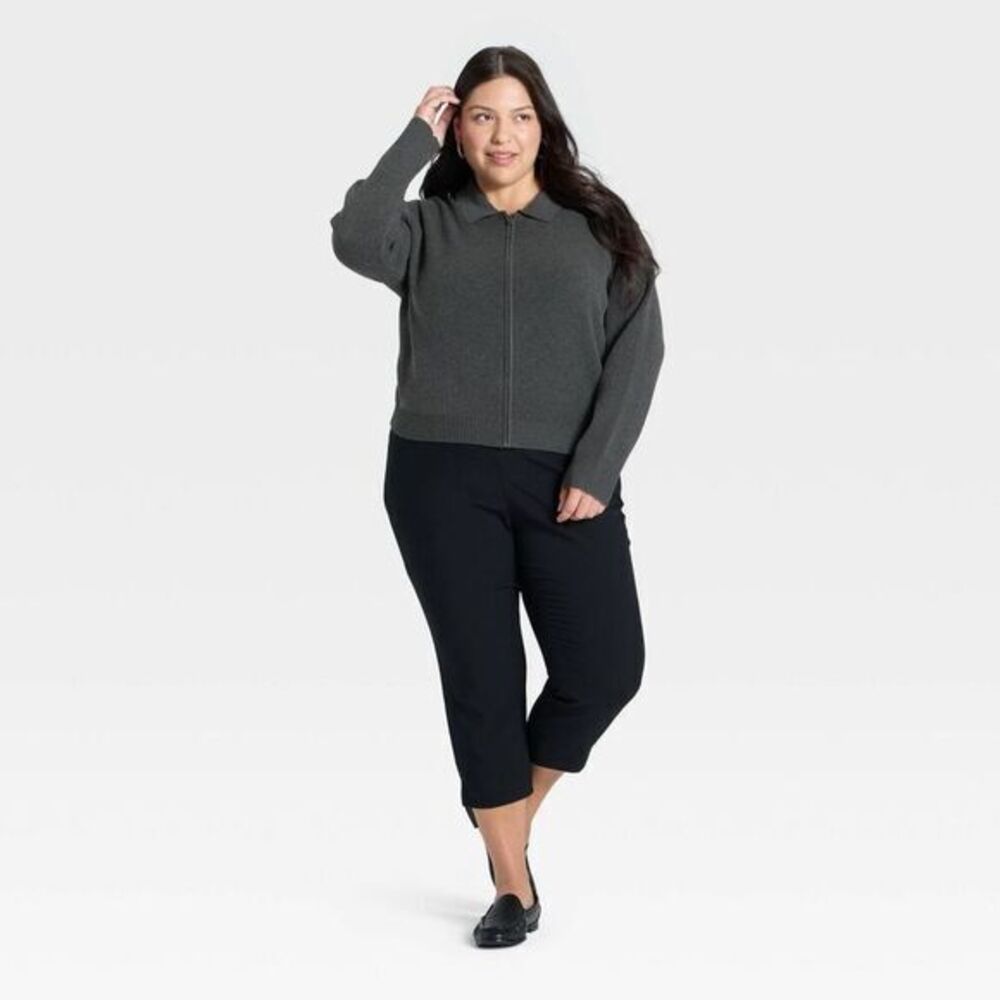 NWT A New Day Charcoal Gray Full Zip Cardigan Size L